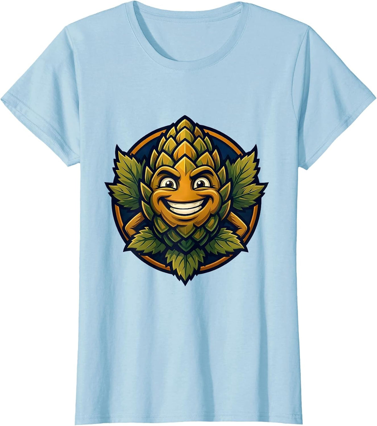 Women's Oktoberfest Hop Cone Cluster Illustration T-Shirt - Baby Blue