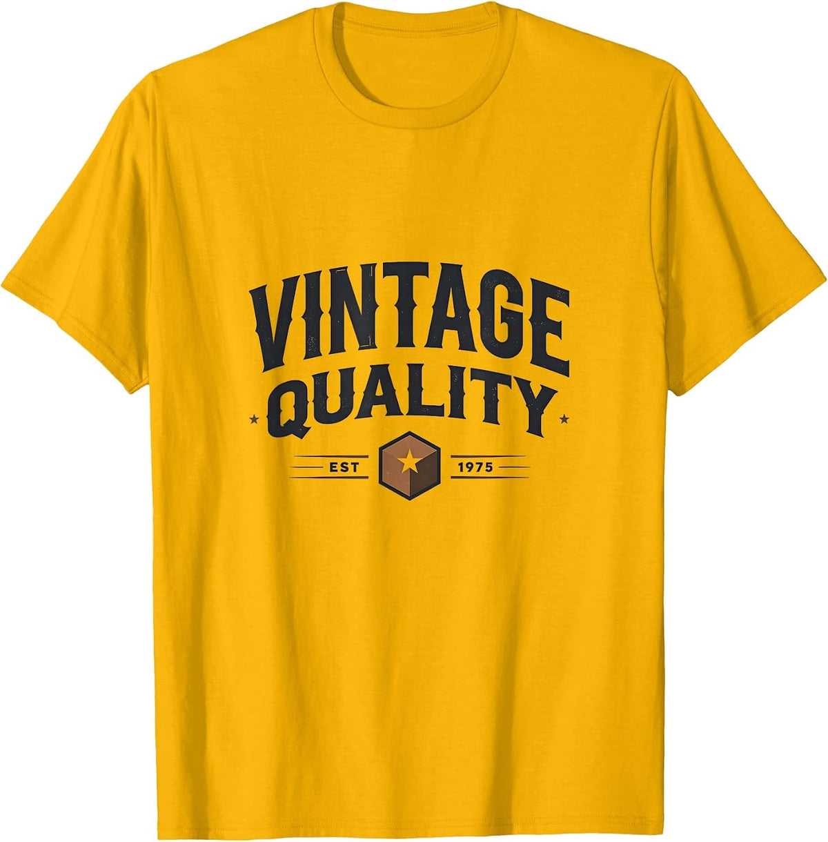 Vintage Classic Year 1975 Retro Birthday Design T-Shirt - Golden Yellow