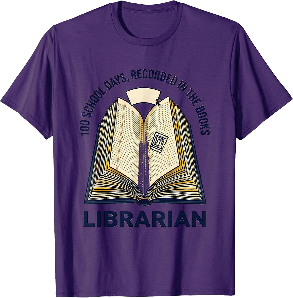 100 School Days Recorded In The Books Librarian T-Shirt - Purple