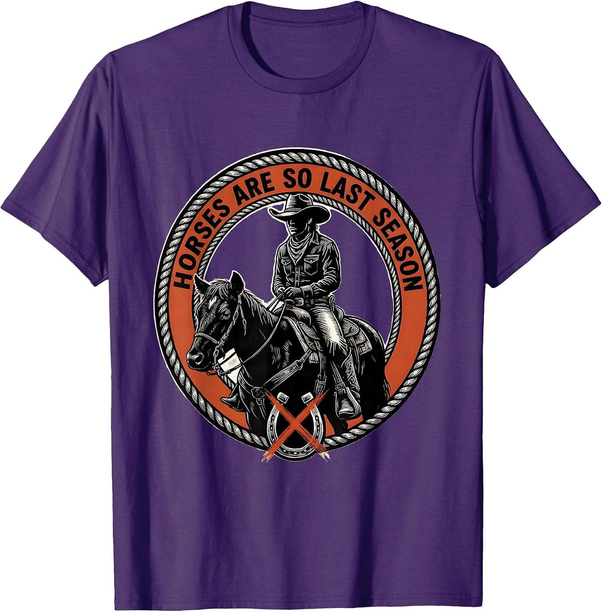 Save A Horse Ride A Cowboy Western Humor Design T-Shirt - Purple