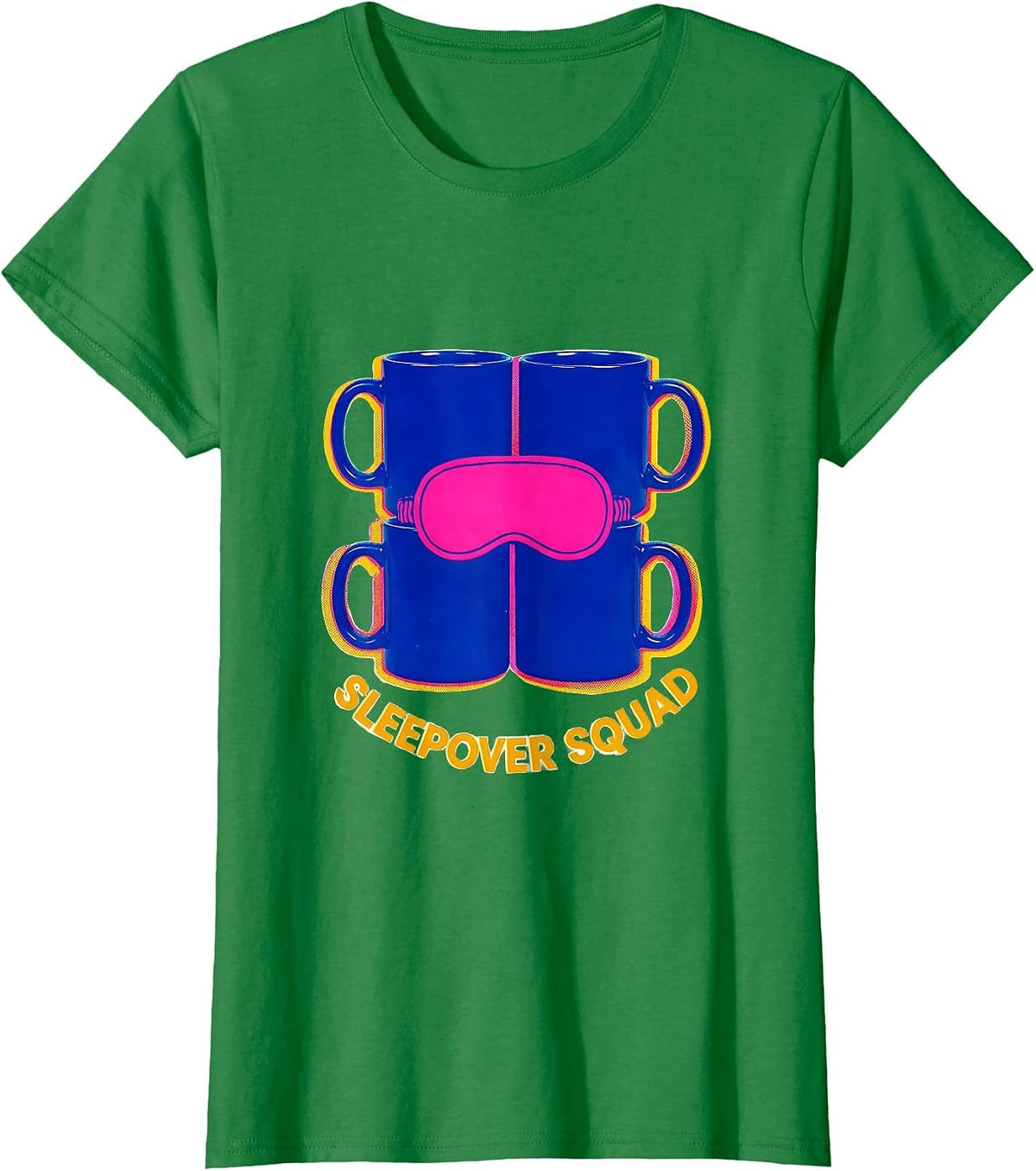 Women's Sleepover Squad Risograph Matching Group Slumber Party Party T-Shirt - Kelly Green