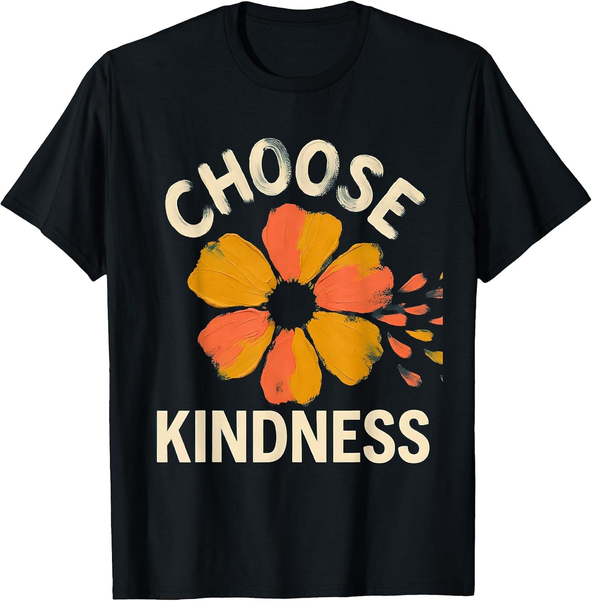 Men's Choose Kindness Groovy Floral Positivity Gift for Special T-Shirt - Black