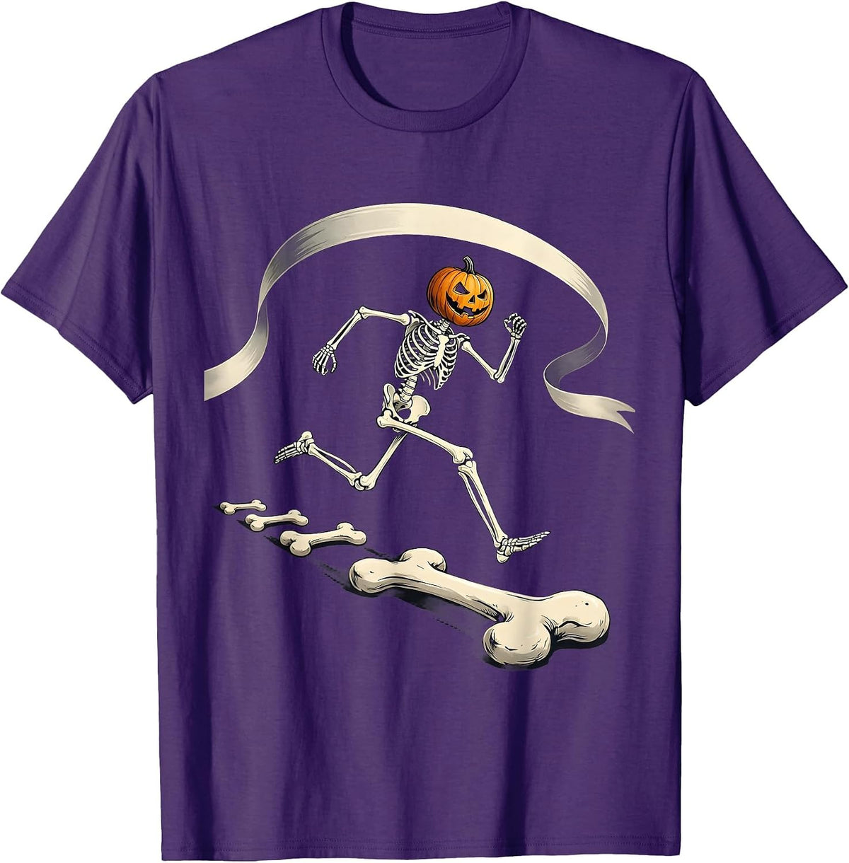 Skeleton Runner Halloween 5K Race Matching T-Shirt - Purple