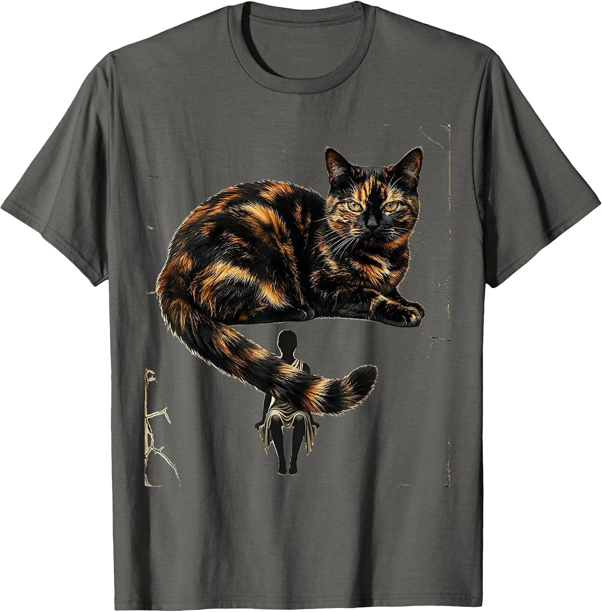 Tortoiseshell Cat Tortie Cat Lover Distressed T-Shirt - Asphalt Grey
