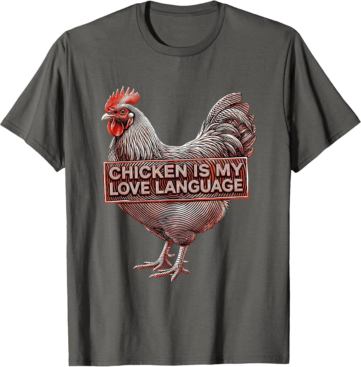 Men's Chicken Is My Love Language Funny Poultry Design T-Shirt - Asphalt Grey