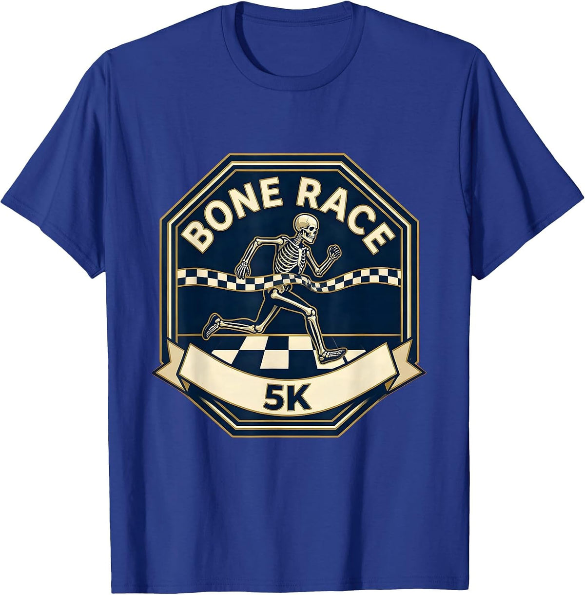 Men's Bone Race 5K Funny Skeleton Runner Halloween Fun Run T-Shirt - Royal Blue