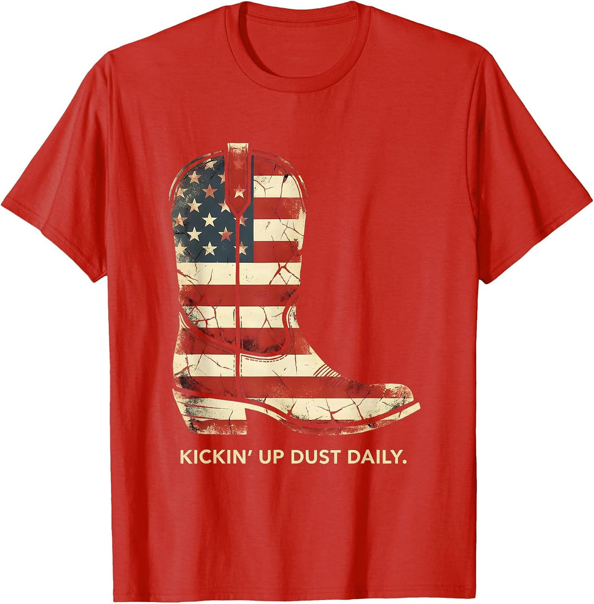 Men's Kickin' Up Dust Daily Cowgirl Design T-Shirt - Red