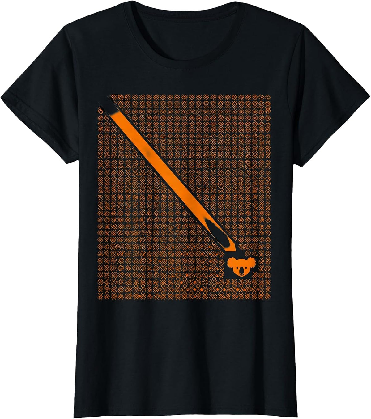 Women's Diamond Grid Koala Humor Animal Lover Gift T-Shirt - Black