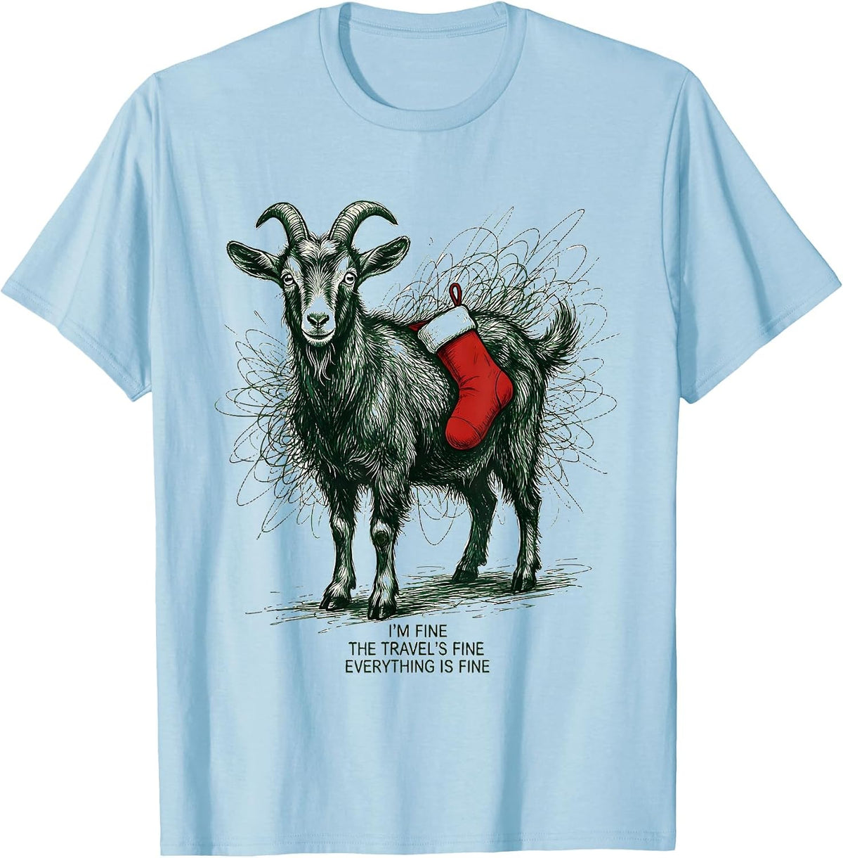 Men's I'm Fine, The Travel's Fine, Everything Is Fine Funny T-Shirt - Baby Blue