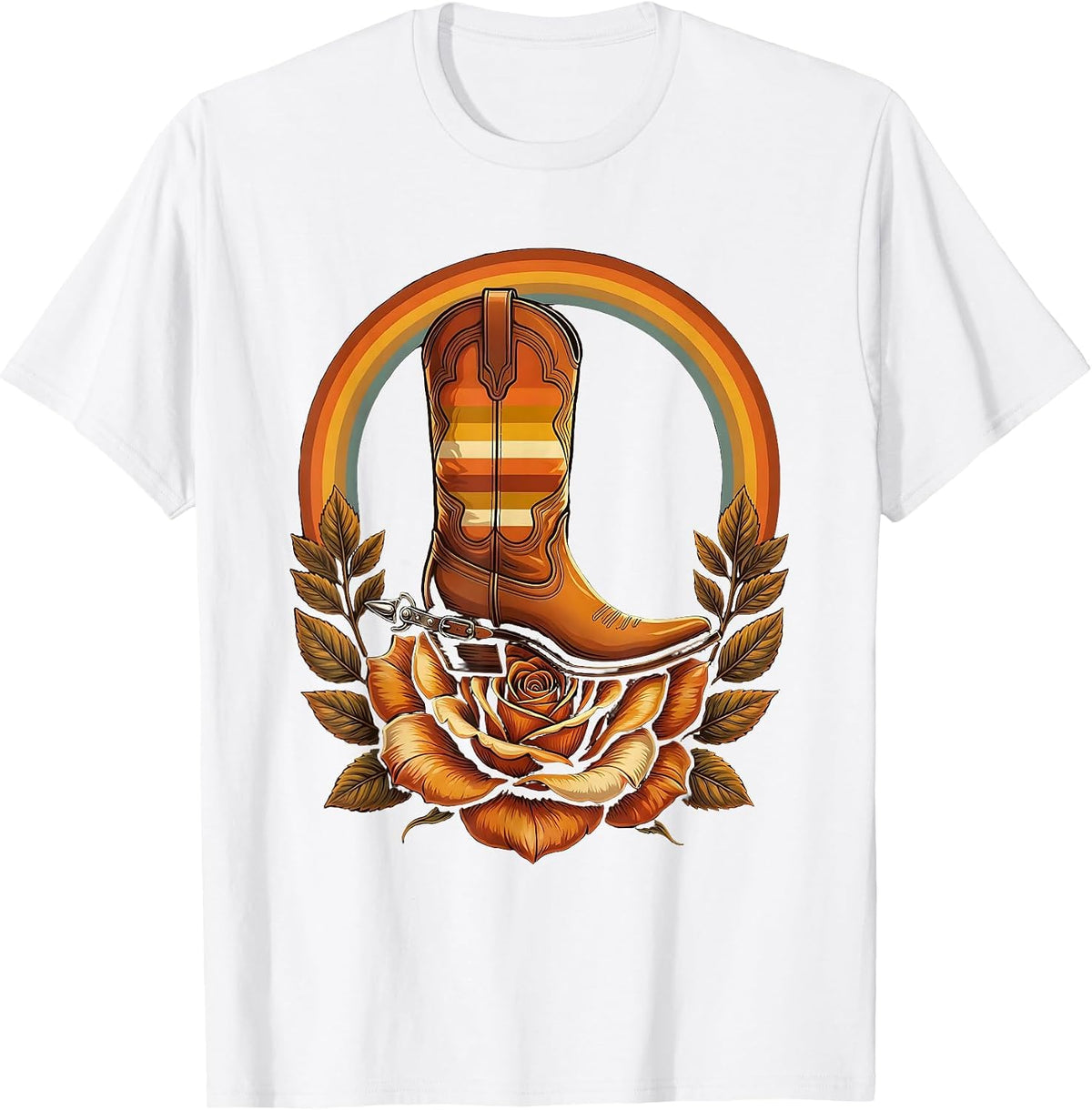 Men's Cowgirl Spurred Boot Crushing Rose Graphic T-Shirt - White