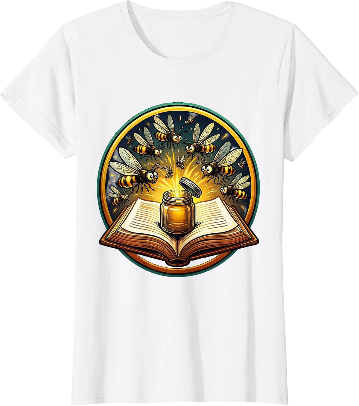 Special Education Teacher Fireflies Open Book T-Shirt - White