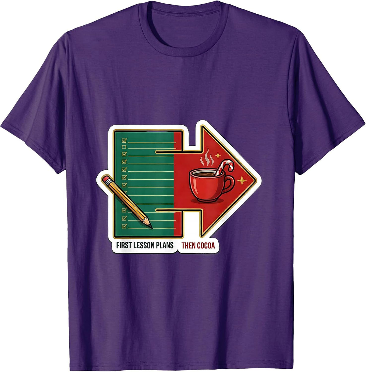 Men's First Lesson Plans Then Cocoa Funny Teacher Christmas Break T-Shirt - Purple