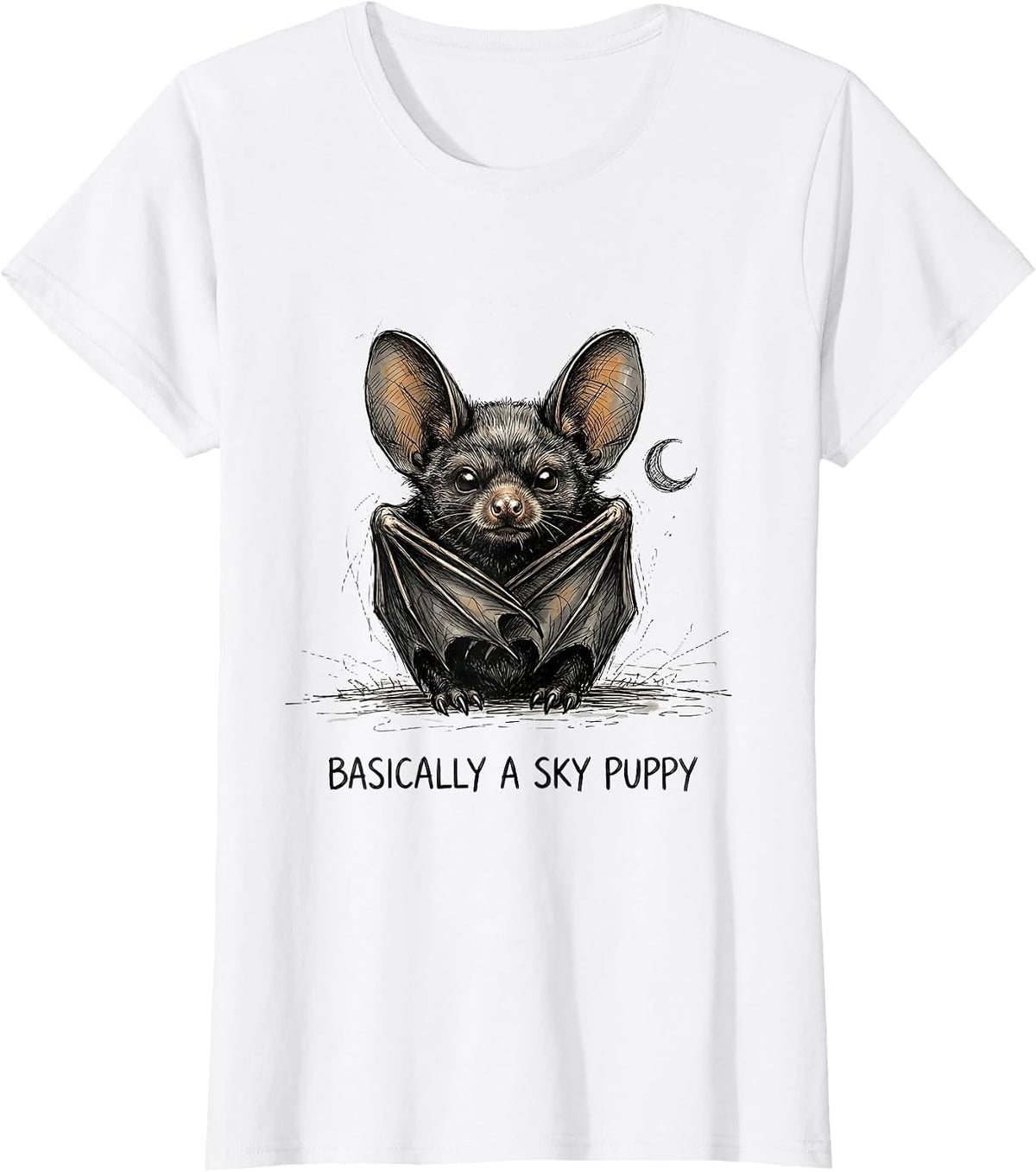 Basically A Sky Puppy Funny Bat Lover Halloween Nature T-Shirt - White