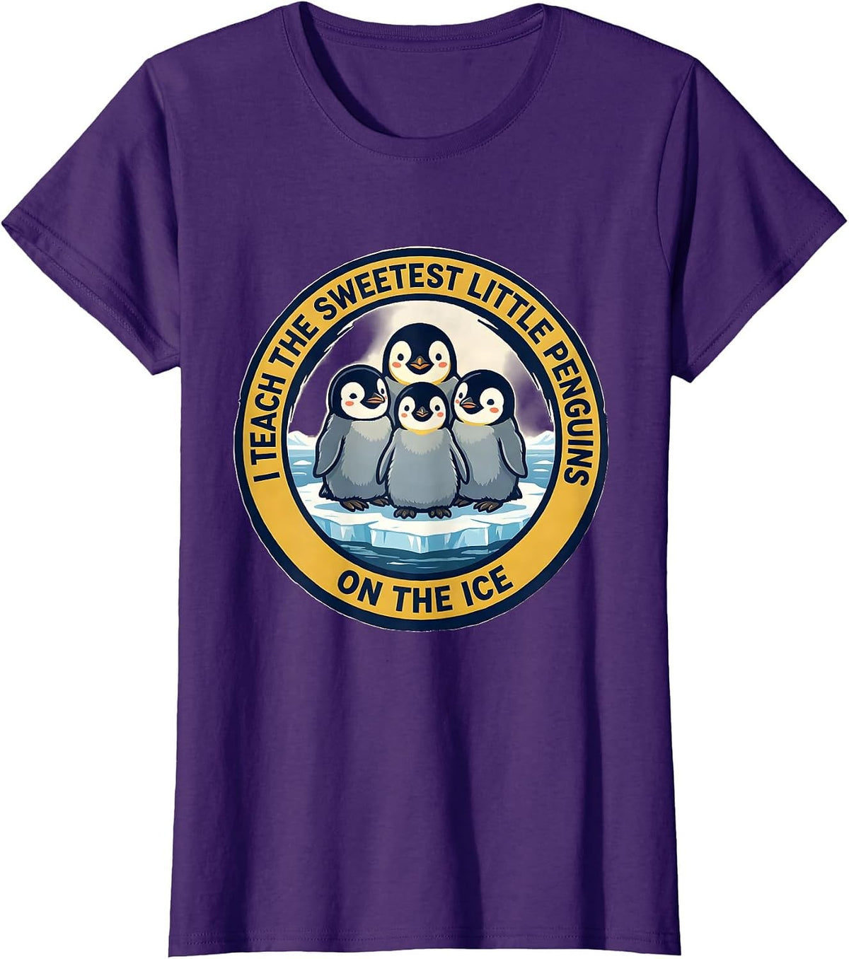 Women's I Teach The Sweetest Little Penguins On The Ice Teacher T-Shirt - Purple
