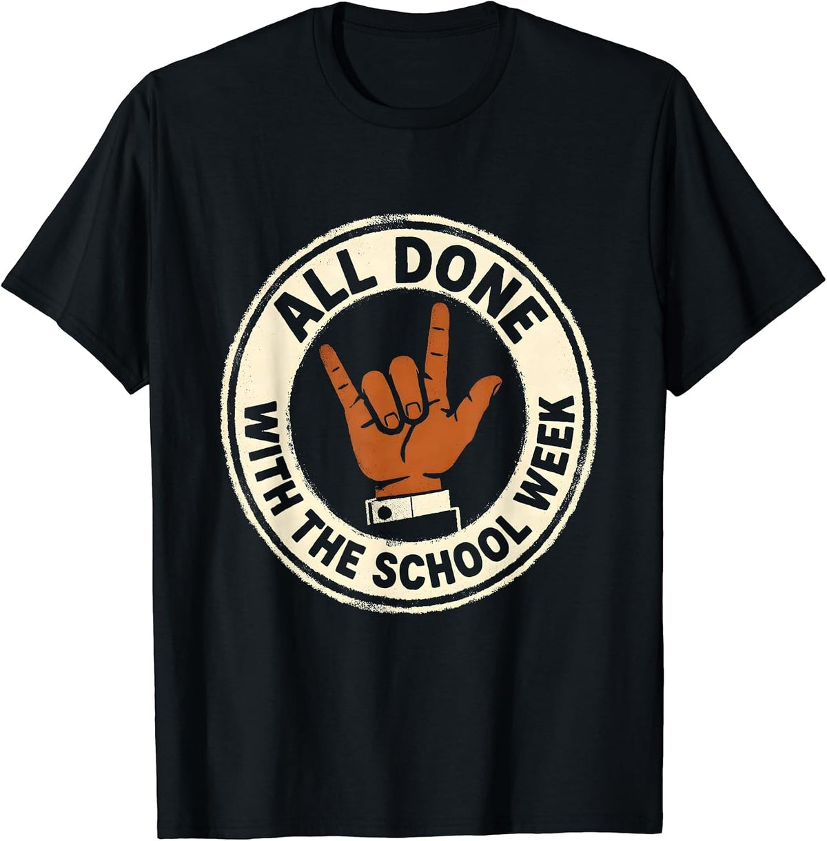 Men's All Done With The School Week Rubber Stamp ASL Teacher T-Shirt - Black