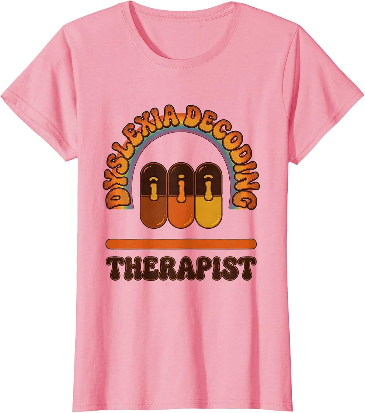 Women's Dyslexia Decoding Therapist Retro 70s Dyslexia Teacher T-Shirt - Pink