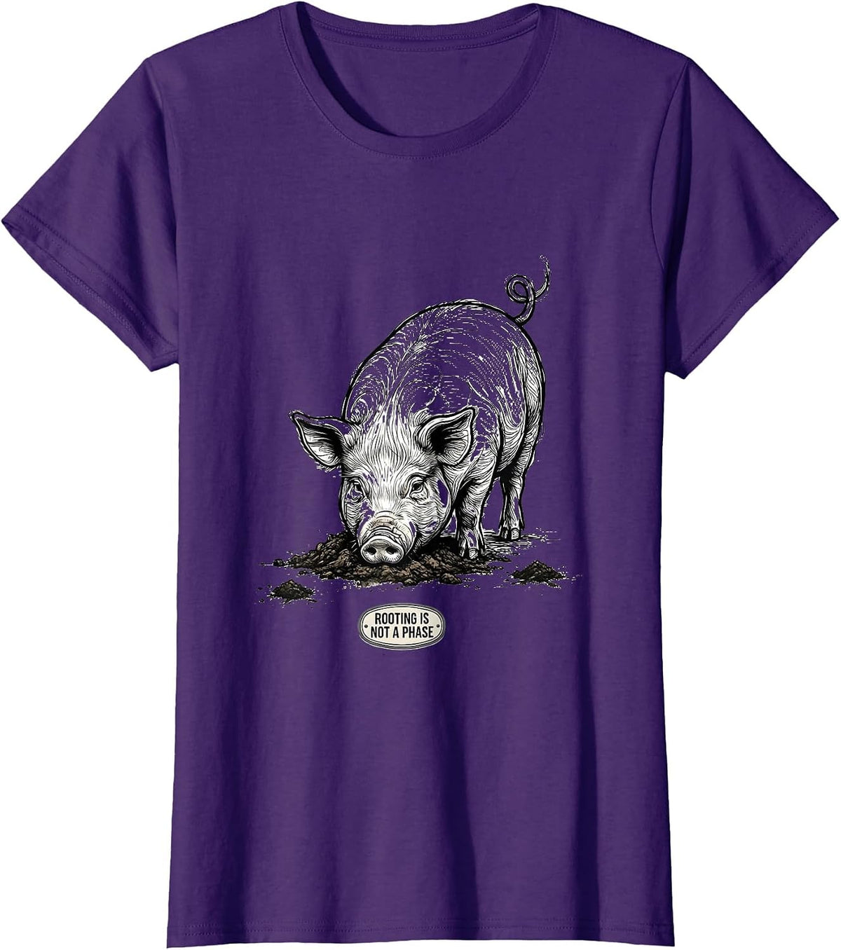Women's Rooting Is Not A Phase Funny Pig Lover Novelty Humor T-Shirt - Purple