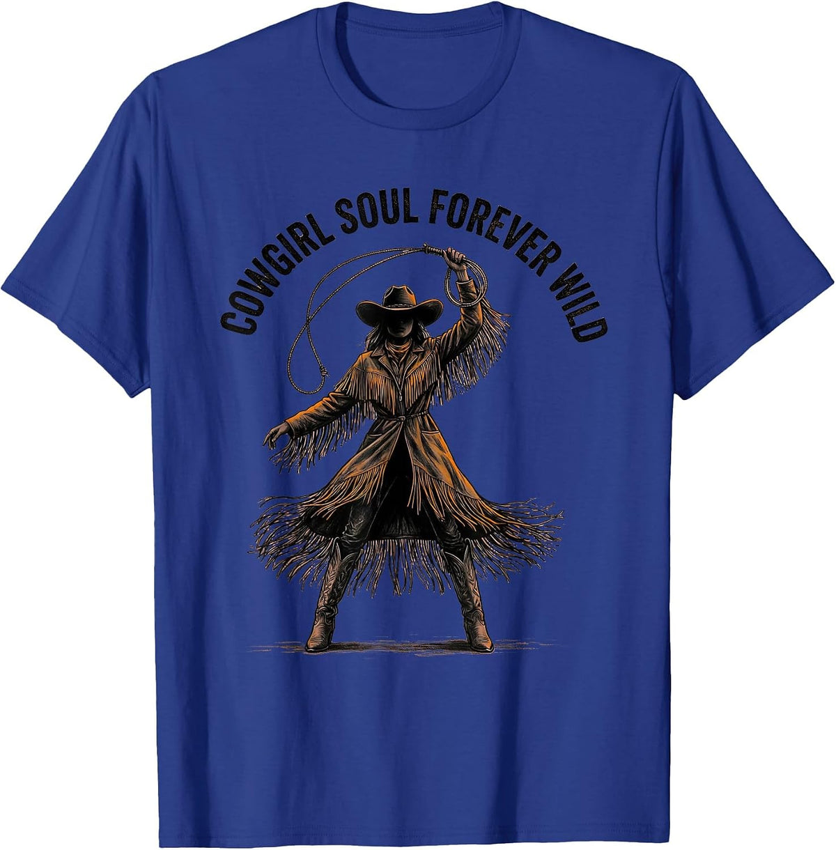 Men's Cowgirl Soul Forever Wild Western Design T-Shirt - Royal Blue