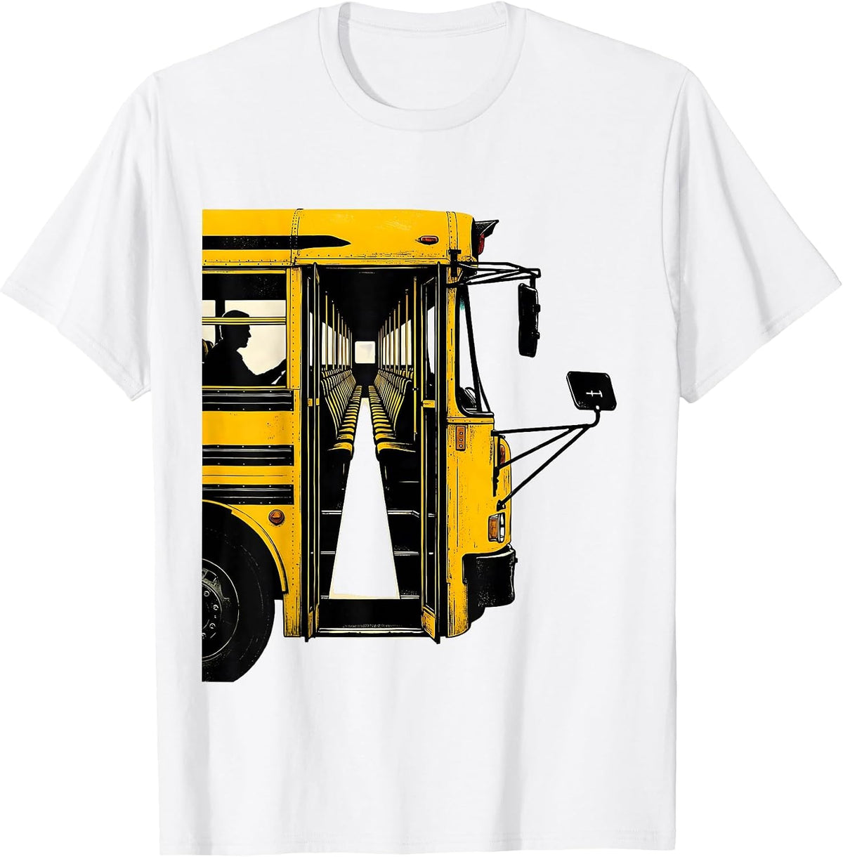 Men's School Bus Driver Appreciation Stencil Graphic Humor T-Shirt - White