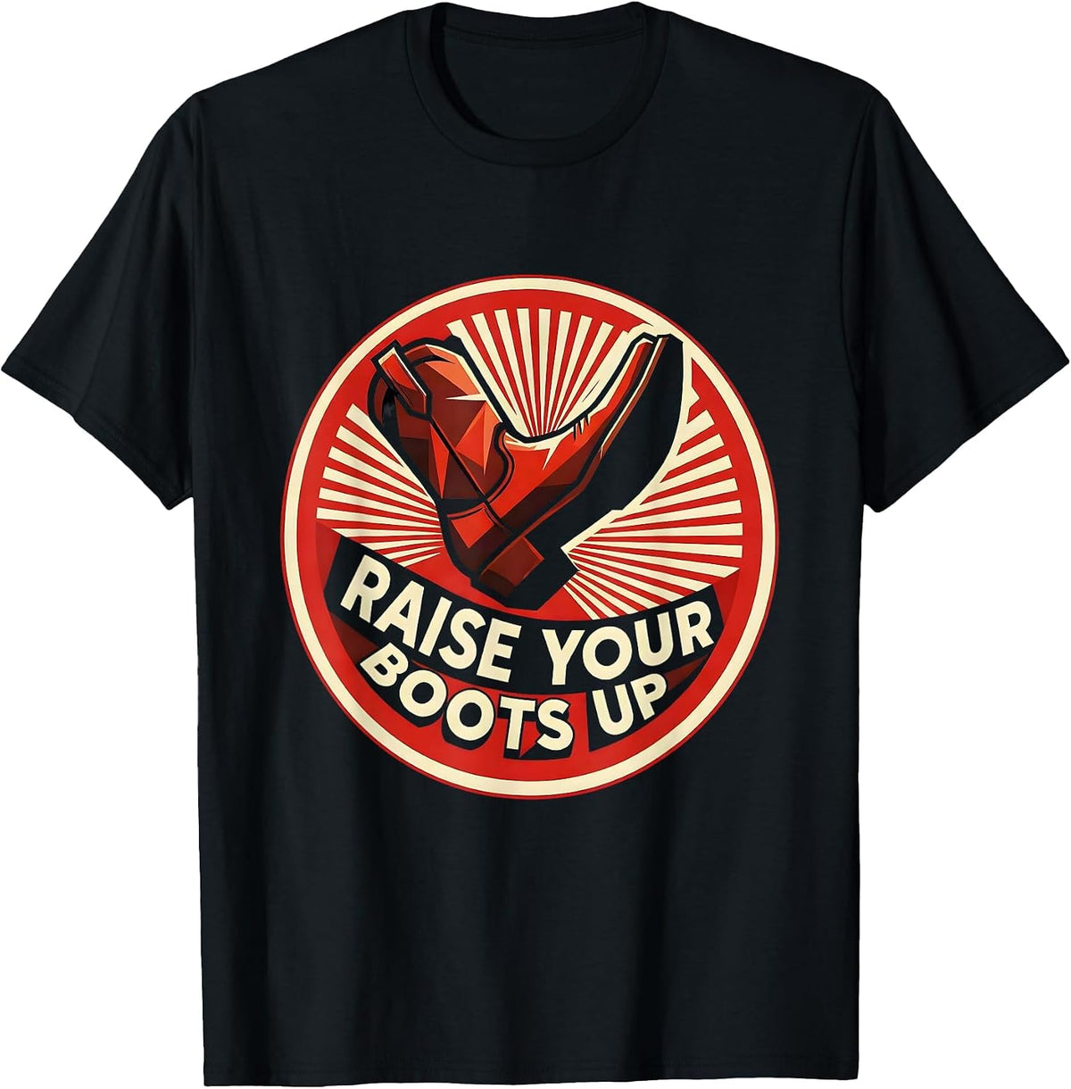Men's Raise Your Boots Up Western Country Design T-Shirt - Black