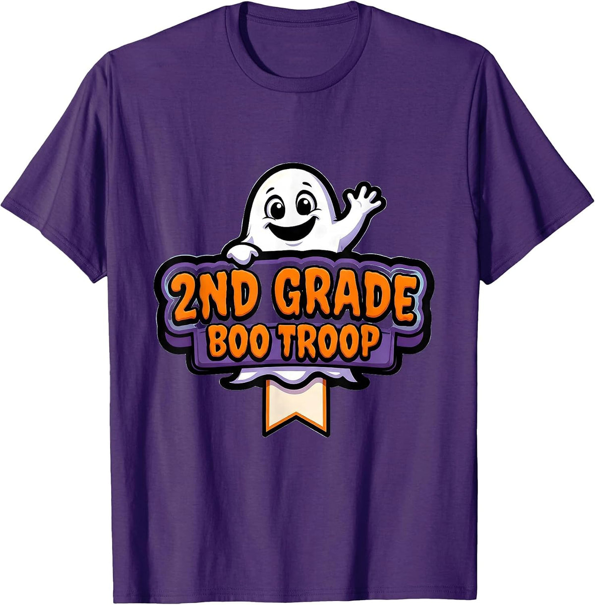 Men's 2nd Grade Boo Troop Spooky Second Grade Halloween Teacher T-Shirt - Purple