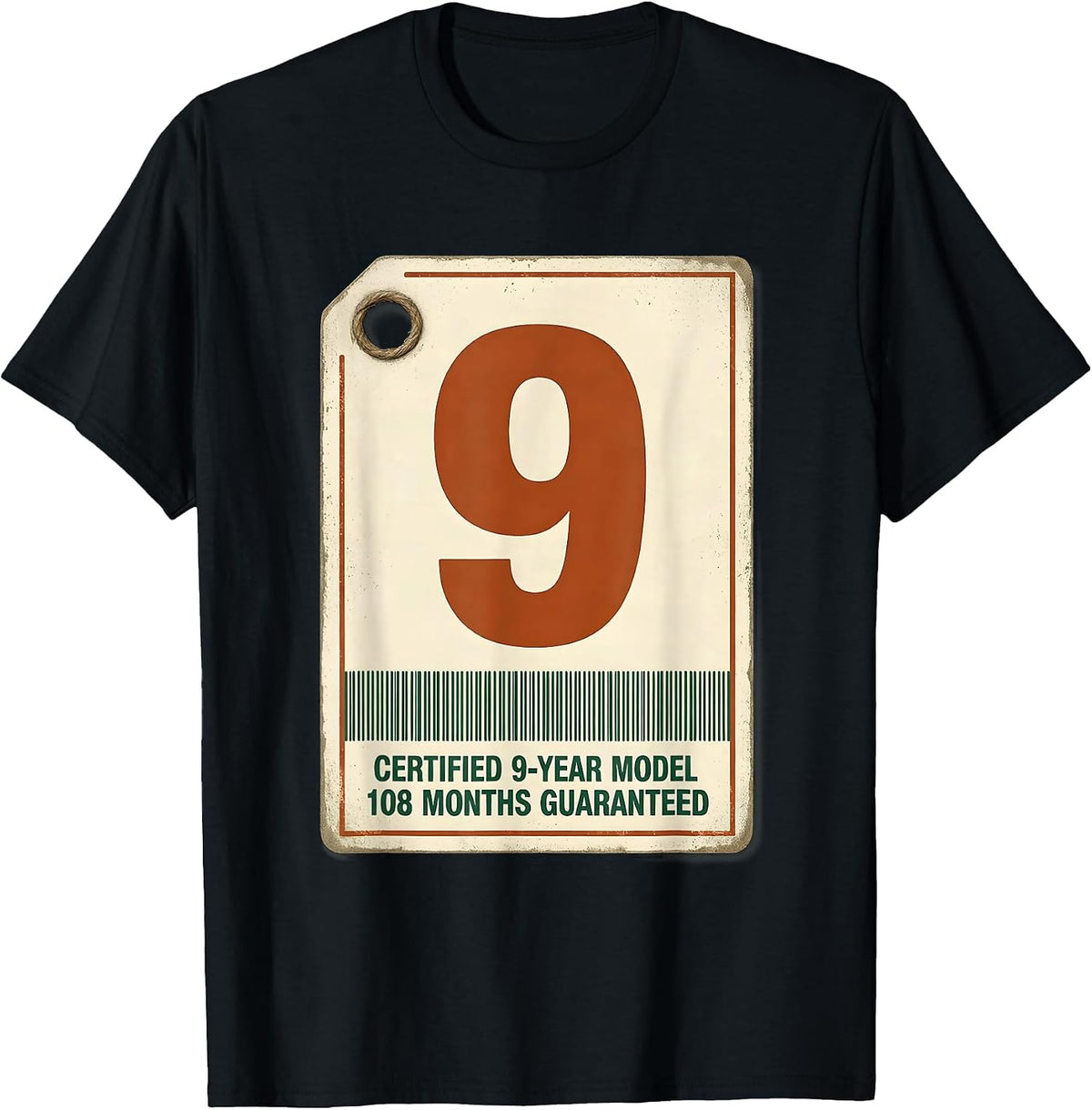 Men's Certified 9-Year Model, 108 Months Guaranteed Vintage T-Shirt - Black