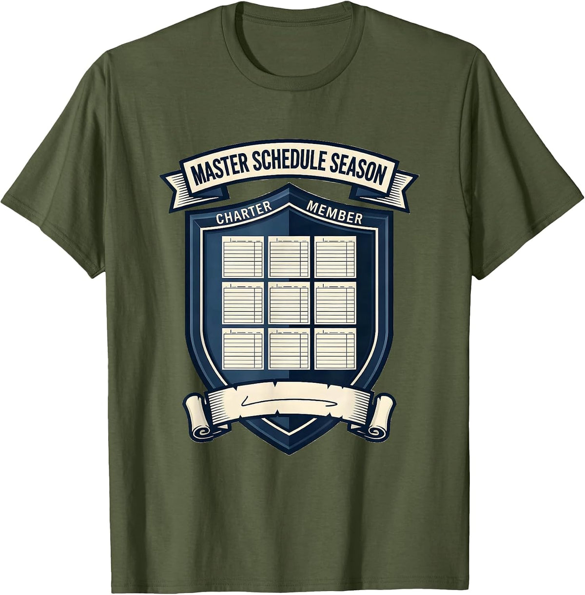 Charter Member Master Schedule Season Special Education T-Shirt - Olive Green