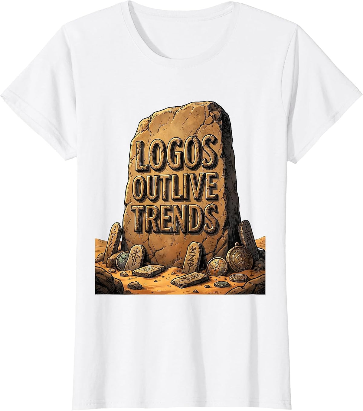 Logos Outlive Trends Graphic Designer Tee T-Shirt - White