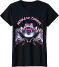 Saddle Up Cowgirl Western Rodeo Design T-Shirt - Black