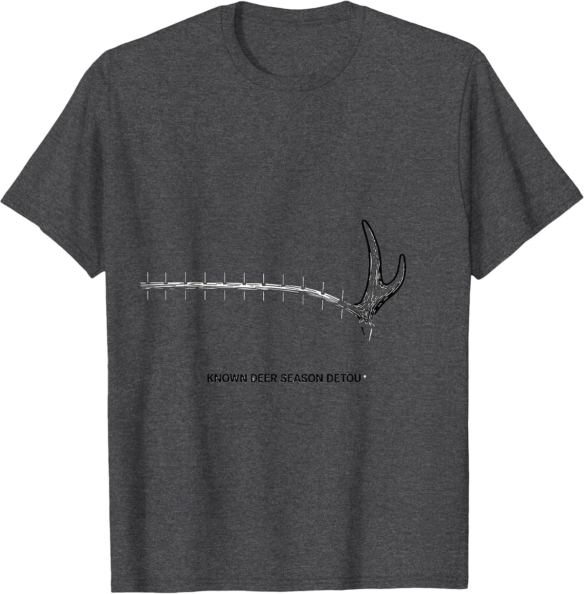 Men's Known Deer Season Detour Funny Deer Hunting Camo Dad Humor T-Shirt - Dark Heather Grey