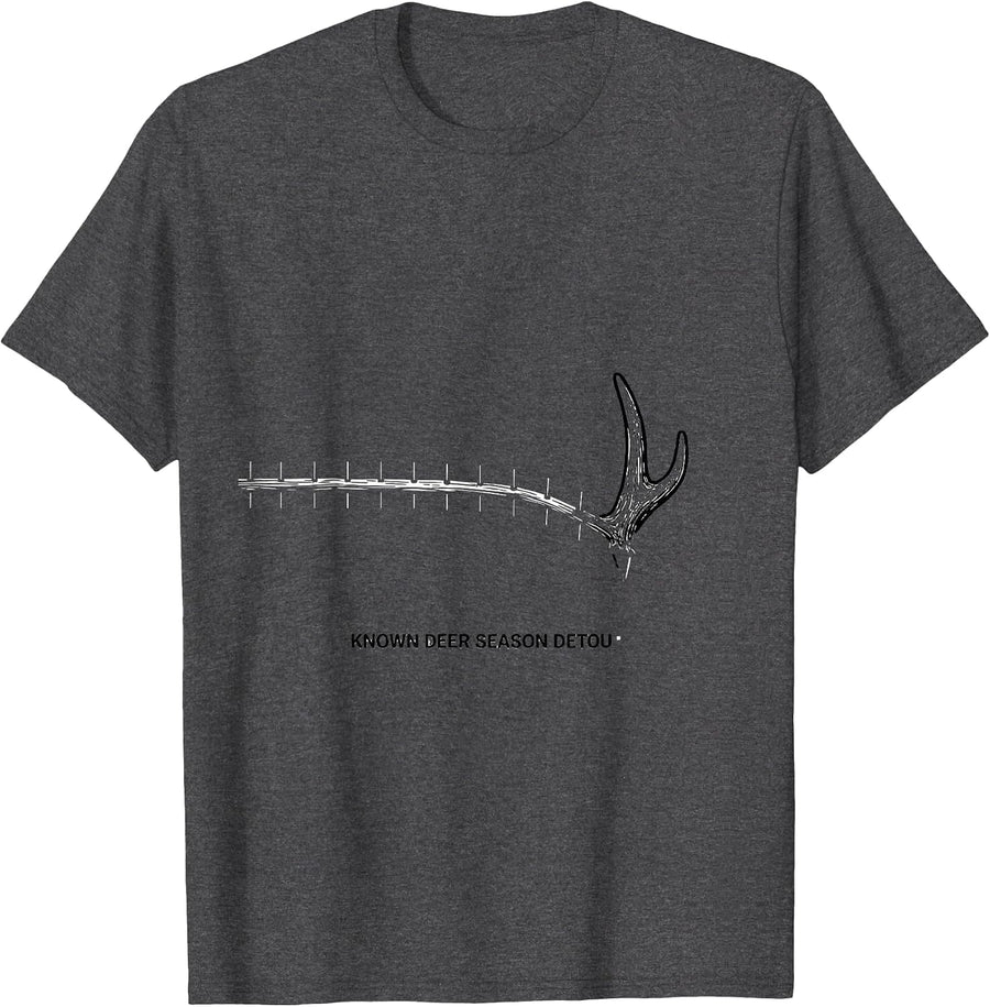 Men's Known Deer Season Detour Funny Deer Hunting Camo Dad Humor T-Shirt - Dark Heather Grey
