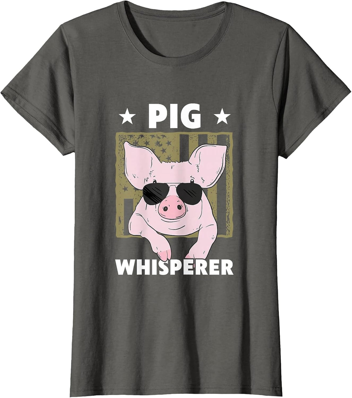 Pig Whisperer Funny Pig Design Hog Farmer T-Shirt - Asphalt Grey