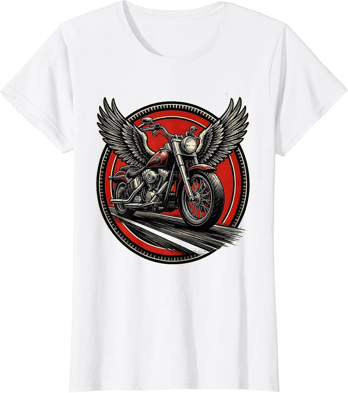 Women's Vintage Motorcycle Freedom Open Highway Graphic T-Shirt - White
