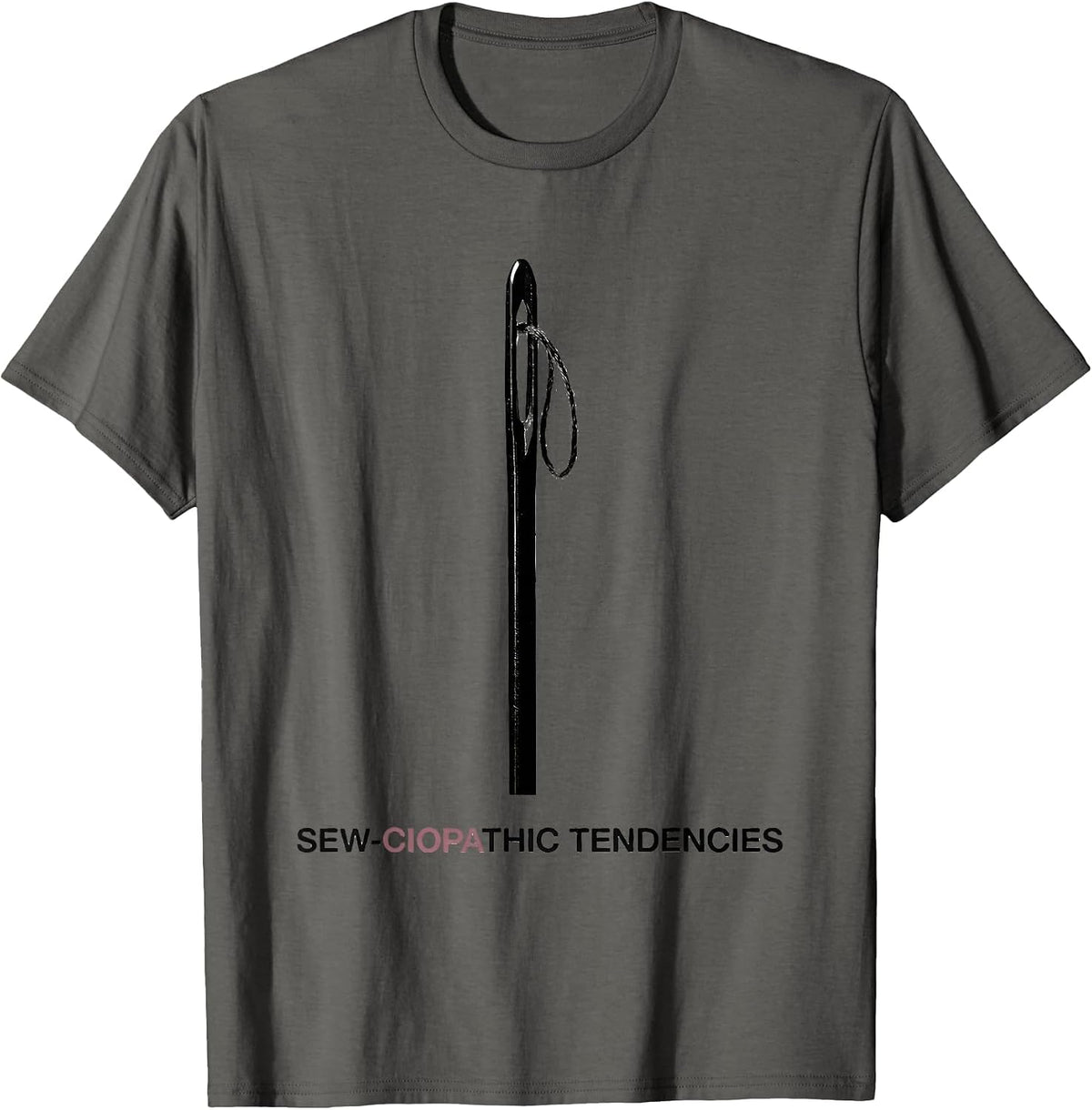Sew-ciopathic Tendencies Minimal Sewing Design T-Shirt - Asphalt Grey