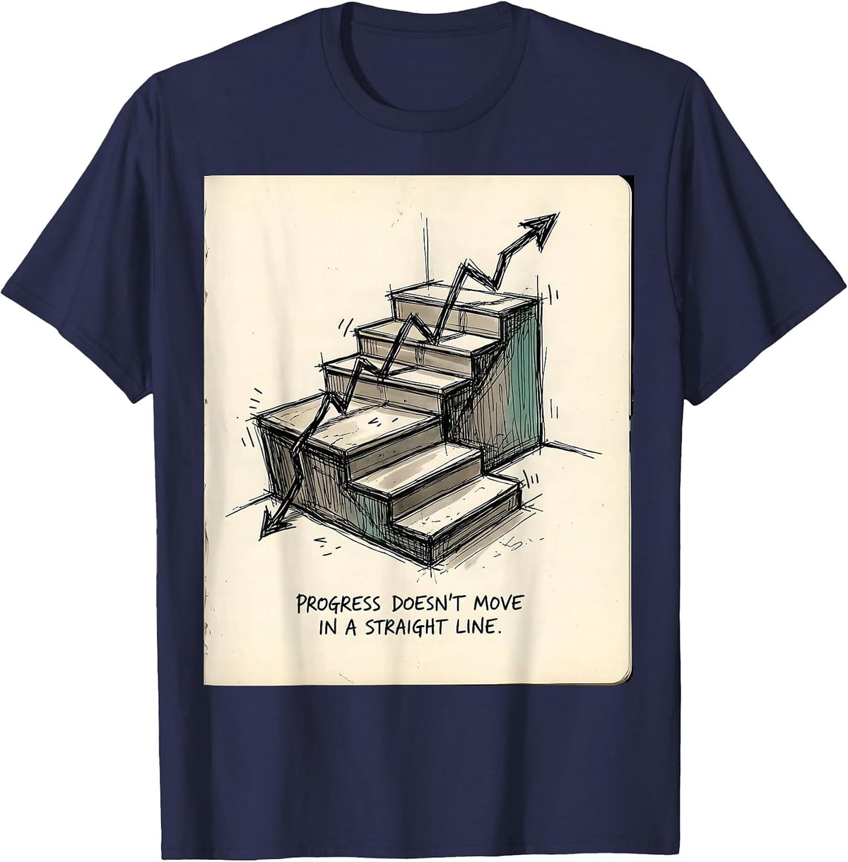 Progress Doesn't Move In A Straight Line Special Education T-Shirt - Navy Blue