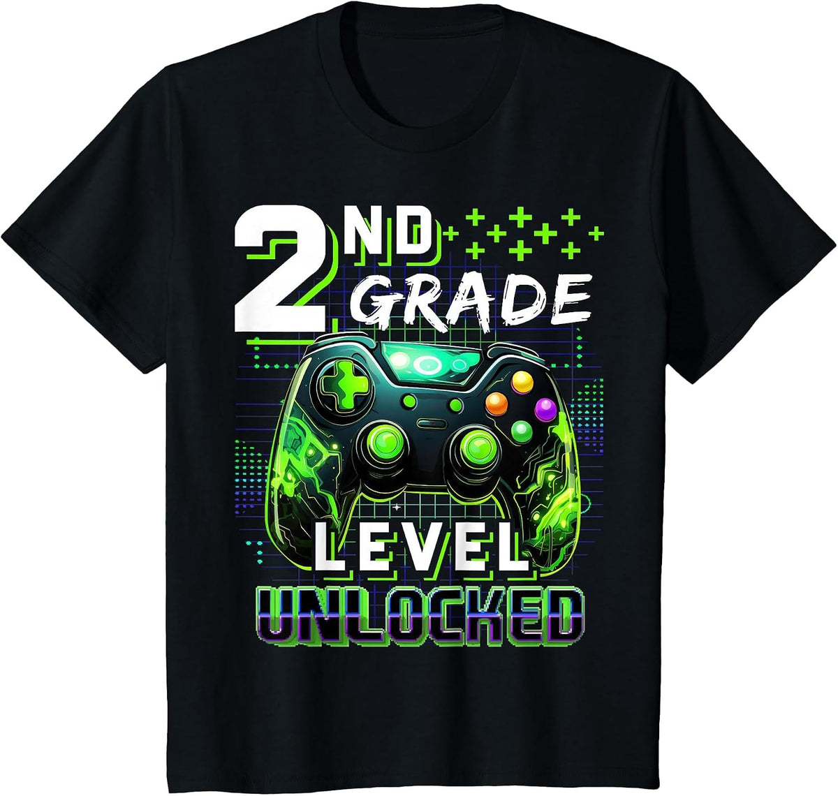Back to School 2nd Grade Boys Gamer First Day School Level T-Shirt - Black