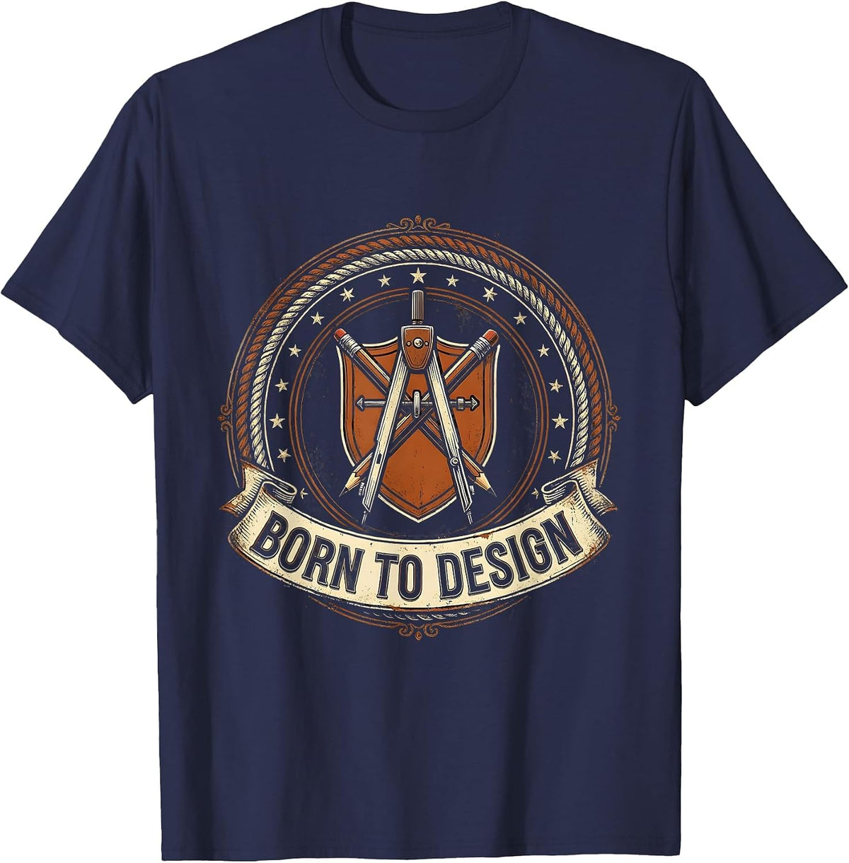 Born to Design Creative Graphic Designer Tee T-Shirt - Navy Blue