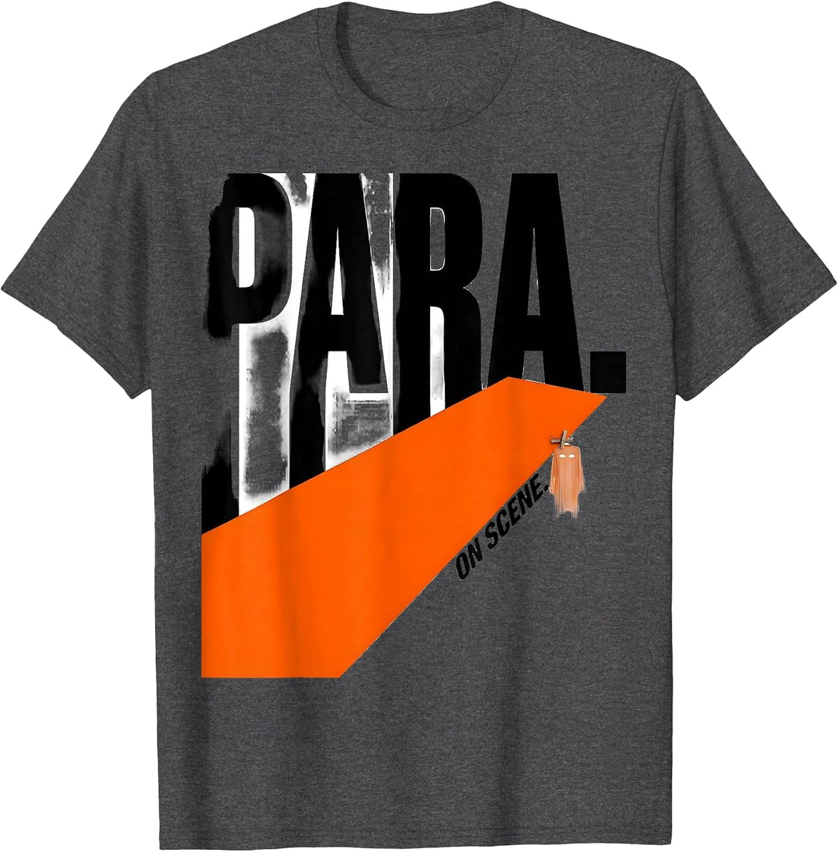 Men's Para On Scene Brutalist Graphic Halloween Para Teacher Gift T-Shirt - Dark Heather Grey