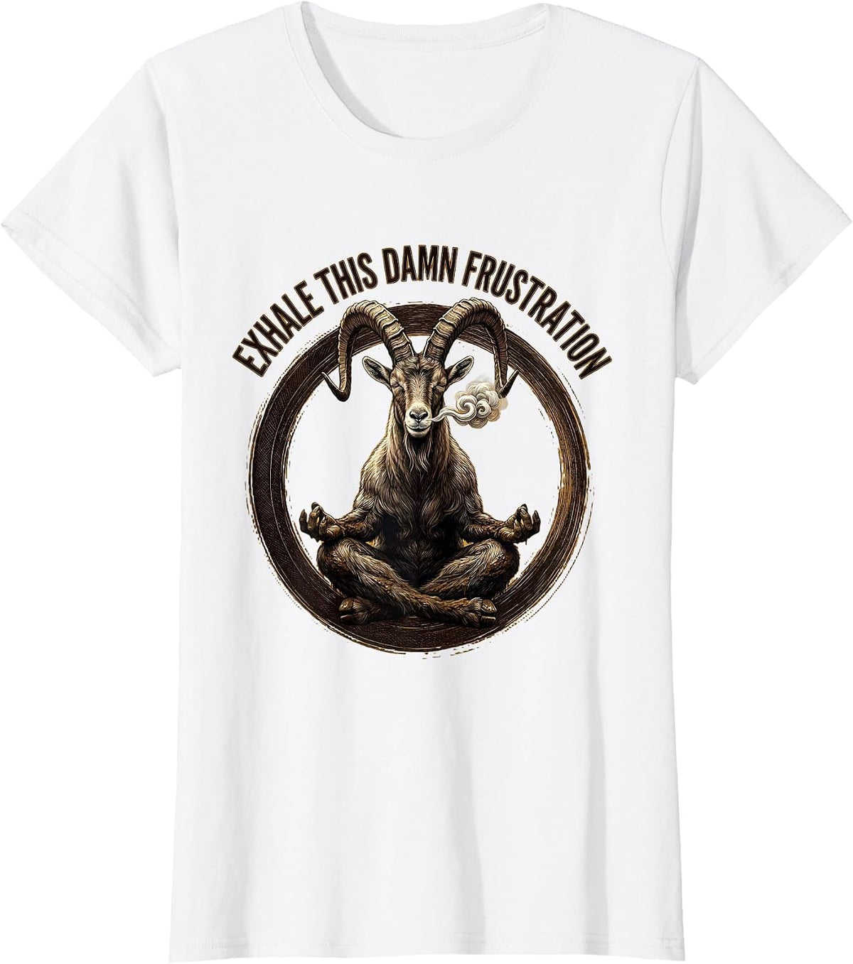 Exhale This Damn Frustration Funny Yoga Meditation Spiritual T-Shirt - White