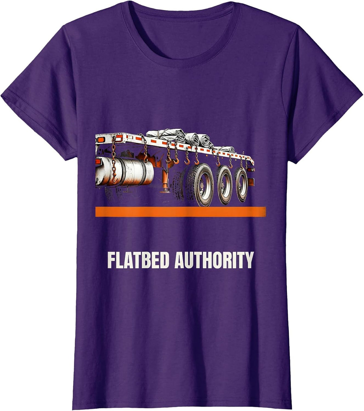 Women's Flatbed Authority Brutalist Graphic Truck Driver Humor T-Shirt - Purple