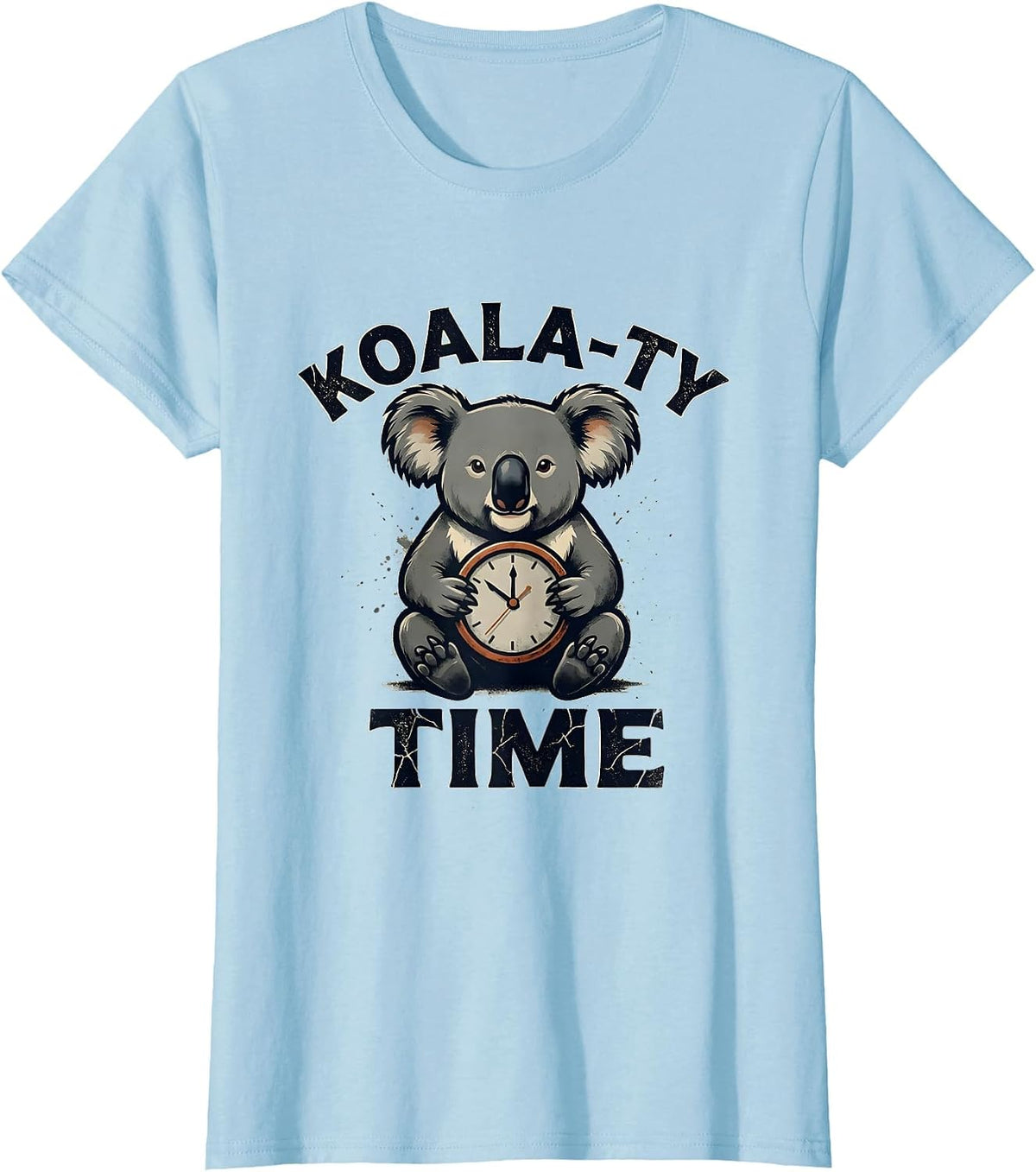 Koala-ty Time Distressed Funny Koala Lover Animal Humor T-Shirt - Baby Blue