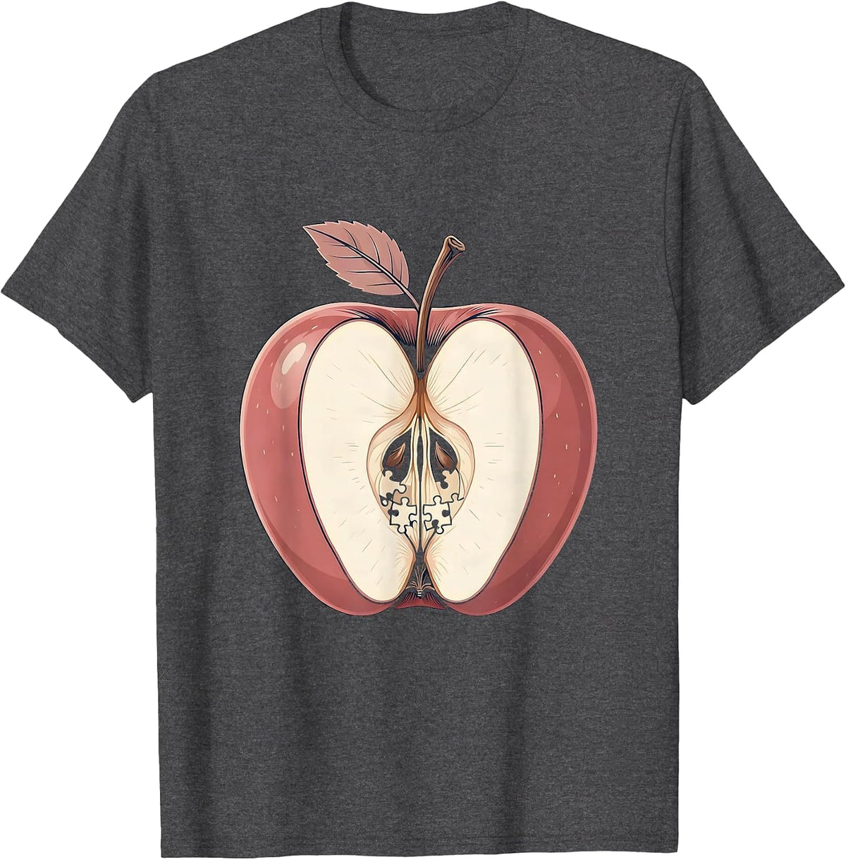 Men's Sped Teacher Apple Puzzle Pieces Illustration T-Shirt - Dark Heather Grey