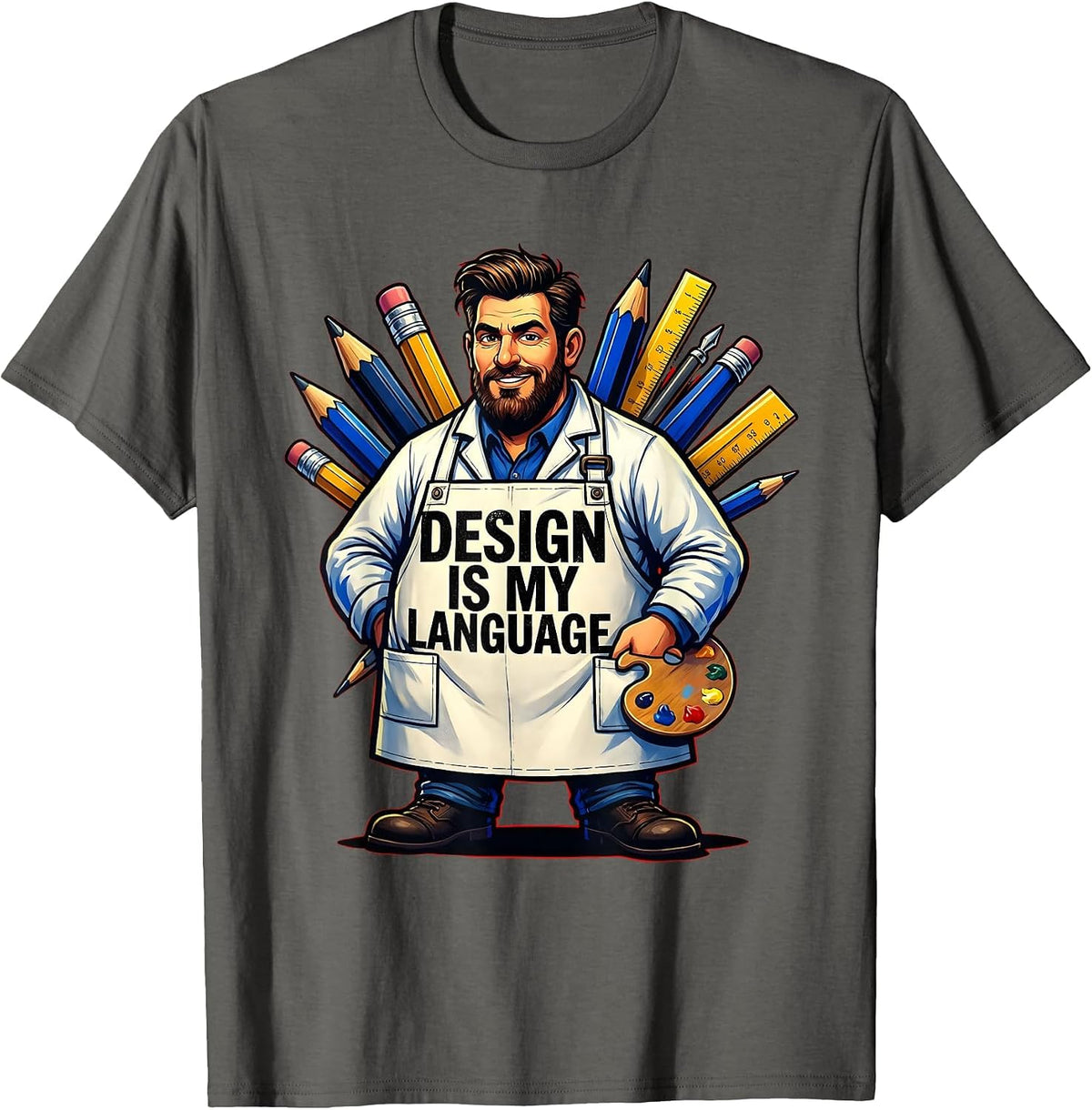 Design Is My Language Graphic Tee for Men T-Shirt - Asphalt Grey