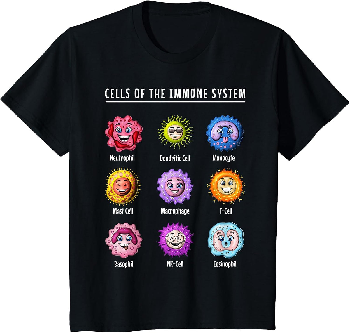 Biology Immune System Cells Funny Science Biology Student T-Shirt - Black