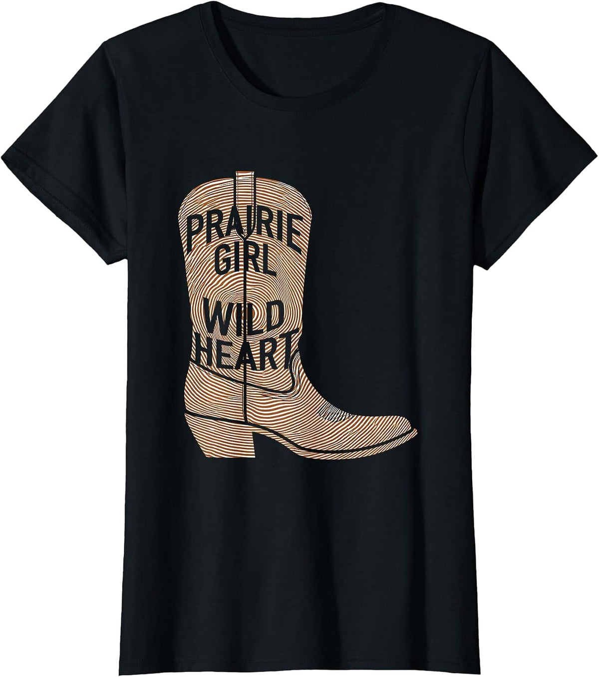 Women's Prairie Girl Wild Heart Western Design T-Shirt - Black