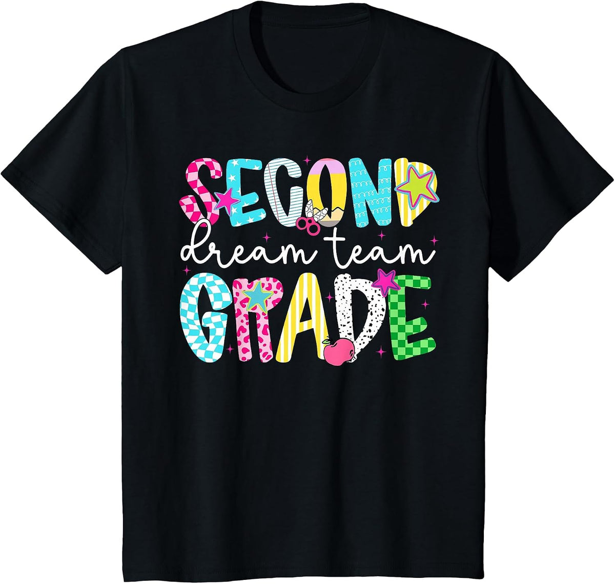 Back to School 2nd Second Grade Dream Team Teacher Boy Girl T-Shirt - Black