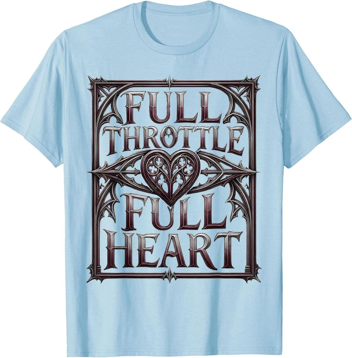 Men's Full Throttle Full Heart Motorcycle Design T-Shirt - Baby Blue