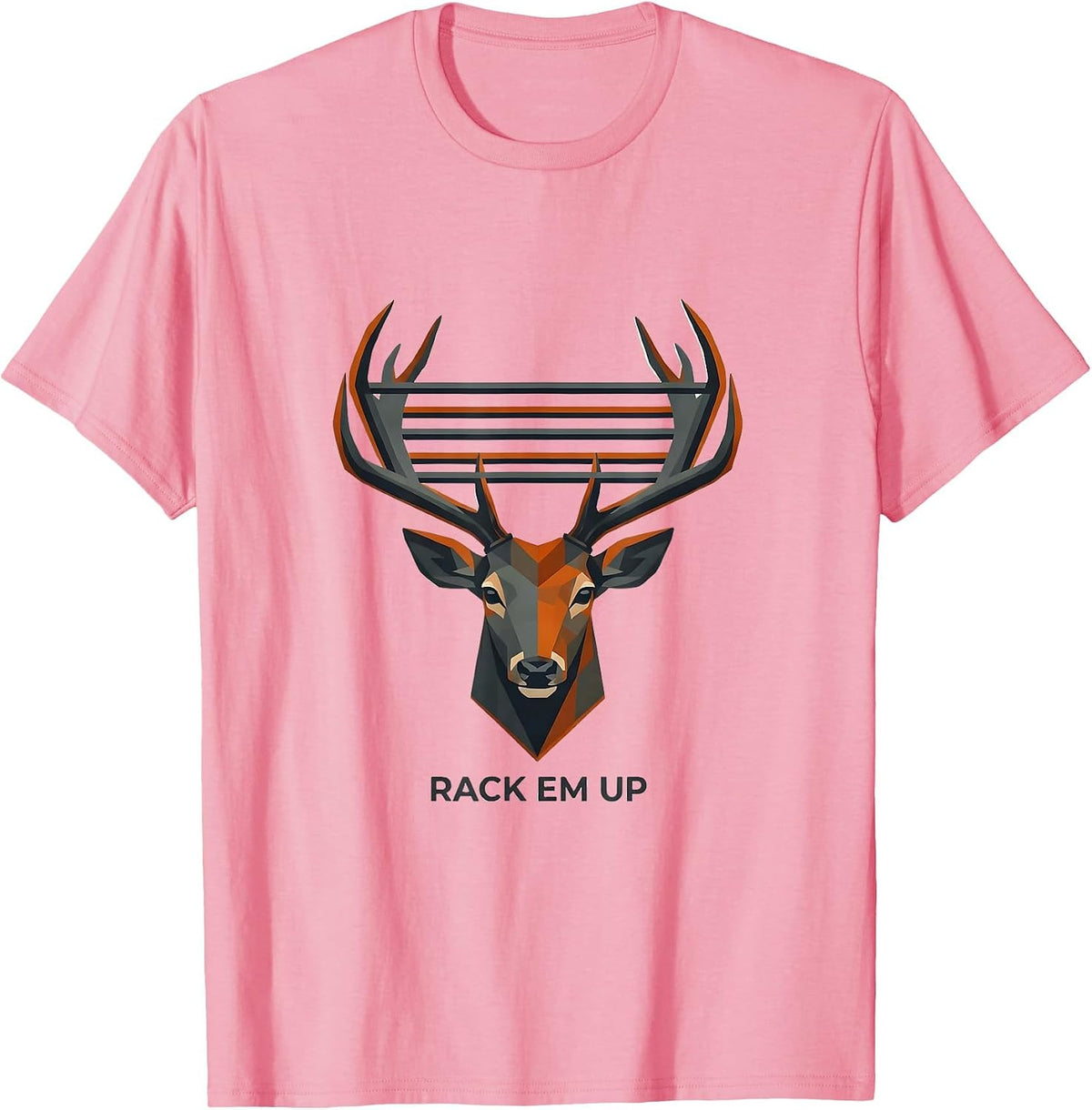 Men's Rack Em Up Funny Camo Deer Hunting Hunter Dad Gift T-Shirt - Pink