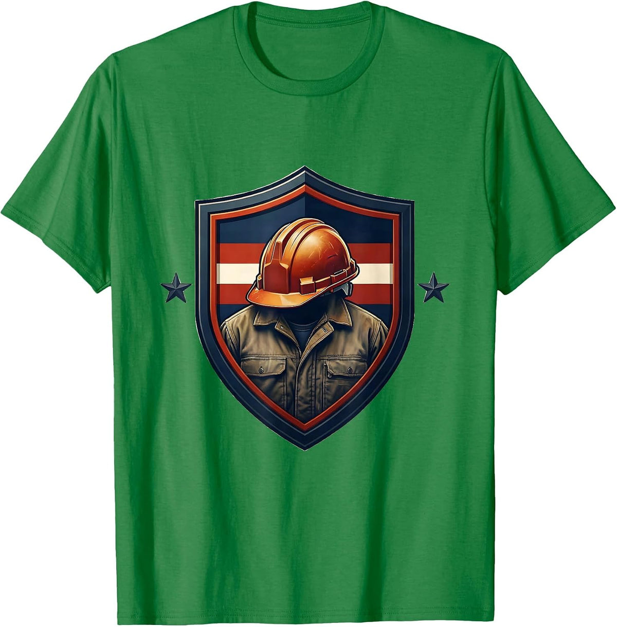 Men's Sealed Shield Badge Patriotic Union Worker Labor Day T-Shirt - Kelly Green