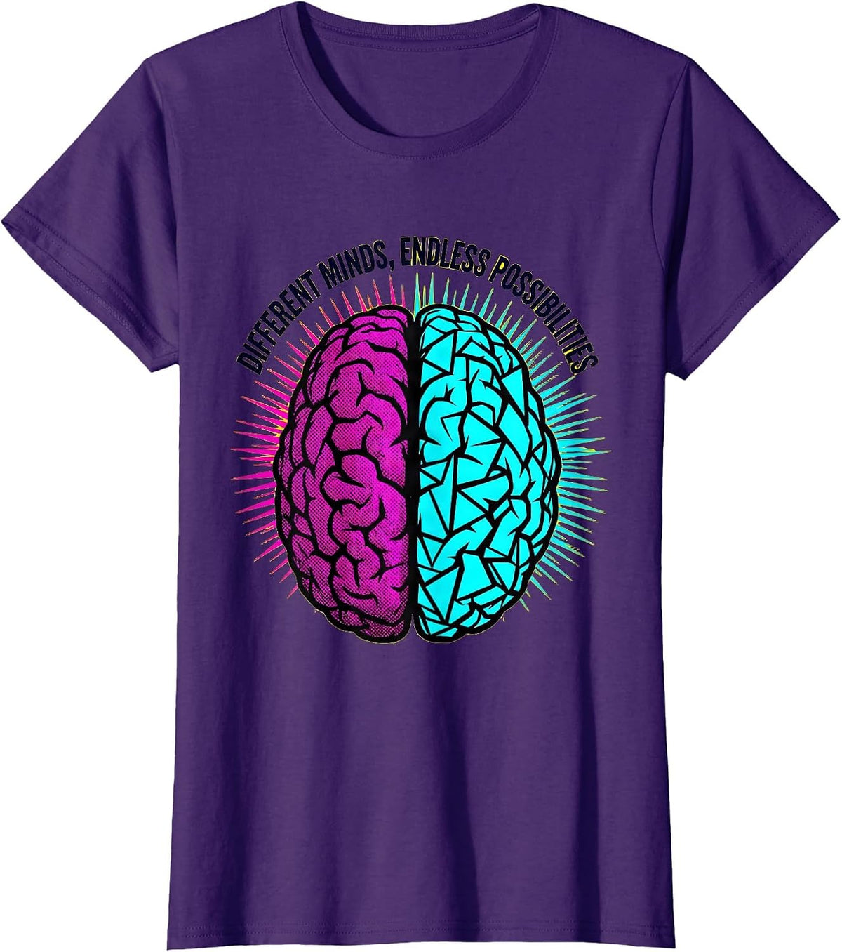 Women's Different Minds Endless Possibilities Special Ed Design T-Shirt - Purple